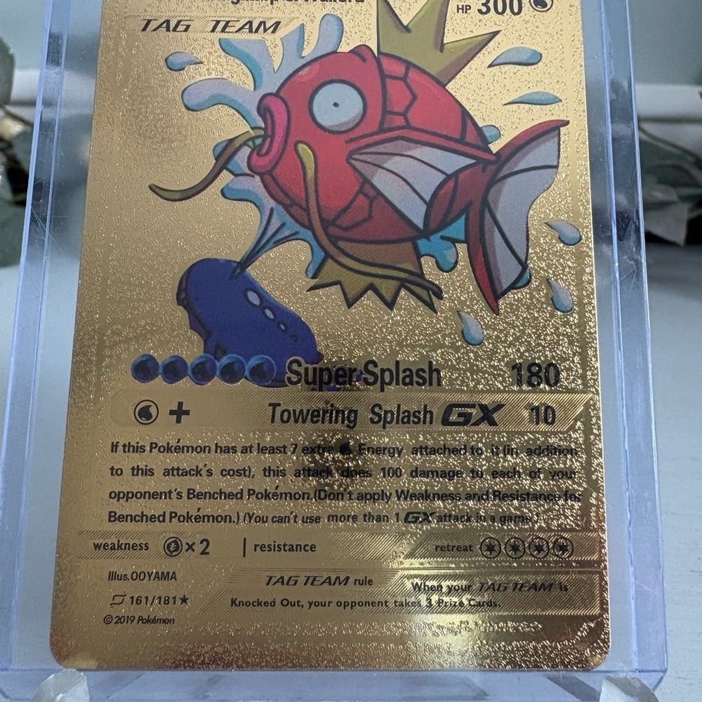 Magikarp & Wailord GX Gold Foil Pokemon Fan Art Card HP300 - Picture 2 of 3